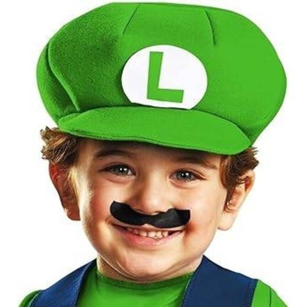 Luigi Toddler Costume 2T Super Mario Bros Green Hat Padded Overalls NWT - Picture 2 of 9